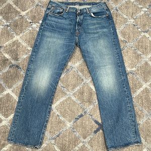 Levi's 501 Original Fit Buttonfly Denim Medium Wash Blue Men's Size 38x32